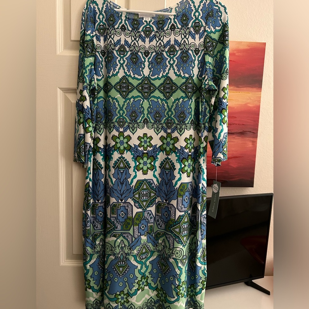 London Times washable pastel floral, dress with lining